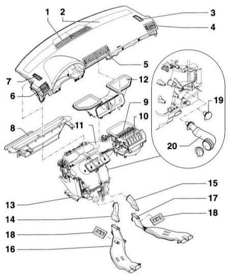  Снятие и установка воздушных сопел Audi A4